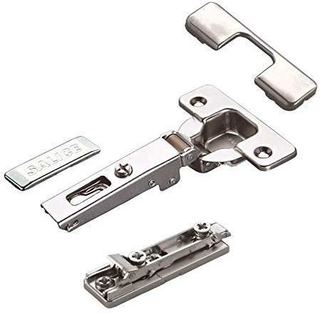 2 x Salice Topfband 110° Serie 200 Bohrbild T45 Eckanschlag | inkl. Linear-Montageplatte Höhe 3 mm mit vormontierten Euroschrauben, Exzenterverstellung und Abdeckkappenset von SOTECH