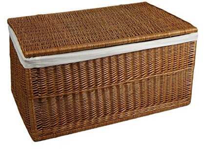 Lycce Wäschetruhe mit Deckel und Stoffeinsatz Weide Größe 2 Natur