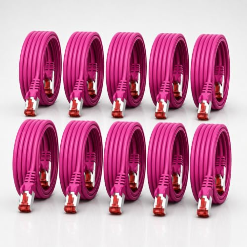 1CONN Cat6 Netzwerkkabel 10 X 2m magenta Ethernetkabel Lankabel Cat6 Lan Netzwerk Kabel Sftp Pimf Patchkabel 1000 Mbit s