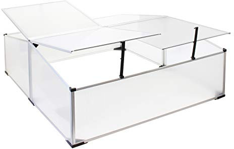 Wiltec Mini serra in policarbonato trasparente e alluminio 100x120x40cm, tetto 4 aperture