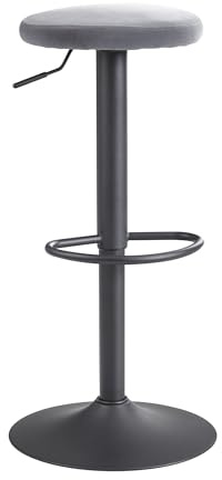 Wohnling Barhocker Samt Rosa ohne Lehne, Höhenverstellbar 58-79 cm | Küchenhocker 360° drehbar mit Fußablage, Barstuhl Stoff mit Metallgestell, Tresenhocker bis 100 kg, fester Stand