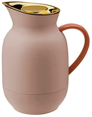Stelton Isolierkanne Amphora - Kaffeekanne, Thermoskanne, Thermosflasche - 1-Liter-Kunststoffkanne mit Thermo-Glaseinsatz - Zubehör für Haushalt, Küche, Esszimmer - Mattes Finish, Soft Peach