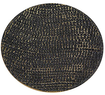 NKlaus Piastra per candele alluminio nero - oro Ø 14cm Sottobicchiere Portacandele Piattino 10357