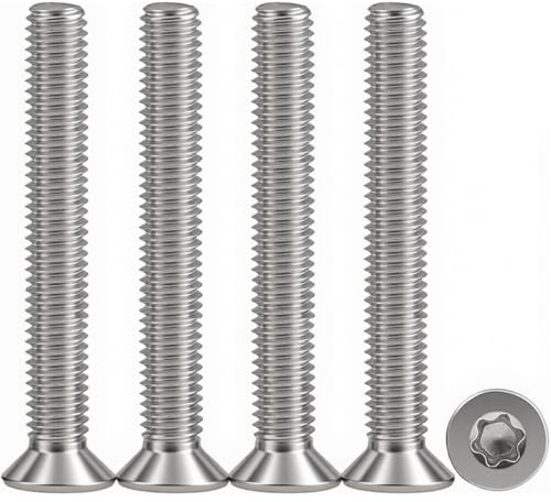 Drenky Senkkopfschraubenset, Edelstahlschrauben V2A VA A2 mit Torx-Kopf, DIN 7991 / ISO 10642 Senkkopfschrauben, Edelstahlschrauben silberfarben, Senkkopfschrauben, 10 Stück M6 X 45mm, Silber