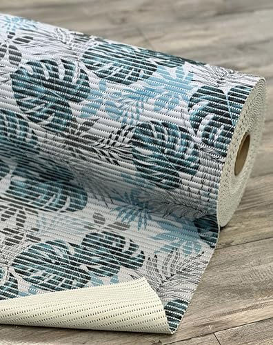 Mambo-Design Badematten Saunaläufer Tropical BLAU • Weichschaummatte Breite 65cm Länge wählbar • abwaschbar wasserabweisend Schwimmbad, Größe:65 x 100 cm