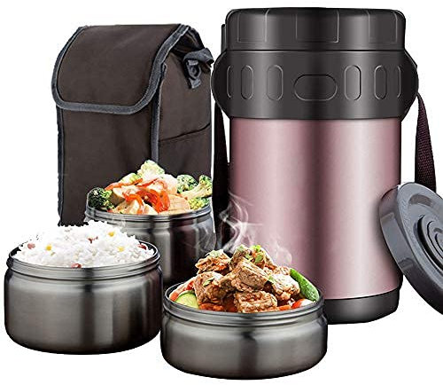 H&RB Contenitore Isotermico per Bevande e Cibo,Barattolo per Alimenti Sottovuoto di Acciaio Inossidabile,Contenitore Termico,per Zuppa,Porridge,Riso,Frutta,with Bag,1500ml