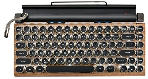 Yunseity Retro-Schreibmaschinentastatur, 83 Tasten, Punk-Rundtasten, Mechanische Gaming-Tastatur, Bluetooth-QWERTY-Tastatur für PC, Tablet, für IOS, Android-Telefone