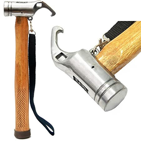 LUMoony Camping Hammer Hammer Camping Zelt Hammer Outdoor Multifunktions Hammer Camping-Hammer mit Herings-Auszieher Aluminium Zelt-Hammer Zeltpfähle mit Holzgriff für Zeltheringe DIY Hammer