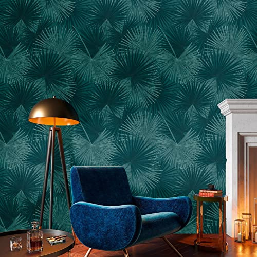 A.S. Création Livingwalls Travel Styles Vliestapete - Tapete mit Blattoptik in Blau - stylische Wandtapete für verschiedene Räume in 1,59 m x 2,80 m