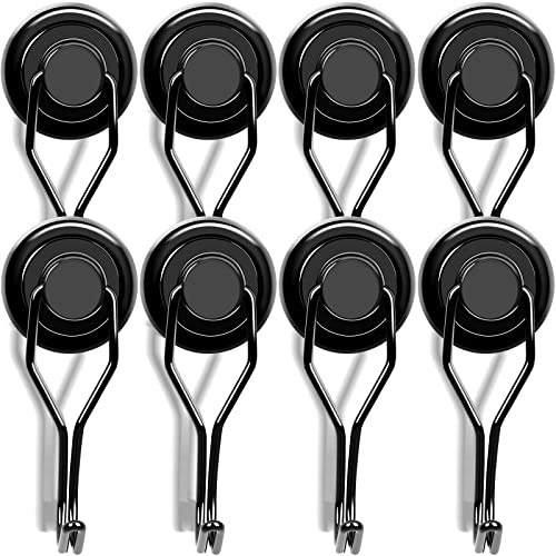 LOVIMAG 110LBS Magnetic Hooks Heavy Duty, Black Swivel Swing Magnet Hooks Strong Magnetic Hooks, Magnetic Hooks Cruise for Hanging, Grill, Refrigerator, Ceiling, Kitchen, Locker, Garage-8 Pack
