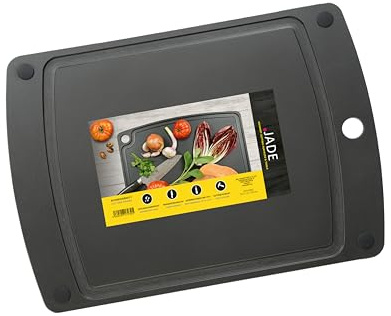 JADE Schneidebrett Gourmet Gripper, Zellulose-Laminat, mit Saftrille & Antirutschfüßen, beidseitig verwendbar, spülmaschinenfest, hygienisch, messerschonend, robust, hitzebeständig bis 176°C