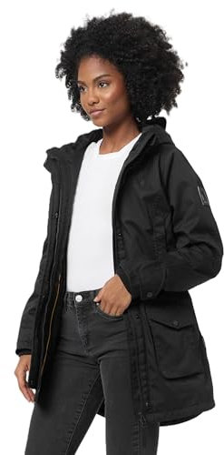 Navahoo Damen Winterjacke warme Winter Jacke mit Teddyfell B951 [B951-Brinj-Schwarz-Gr.L]