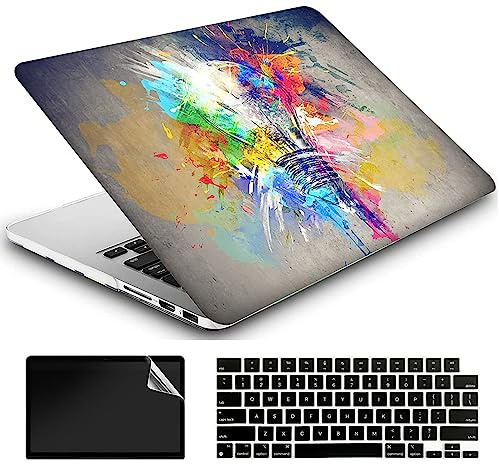 AMCJJ Hülle Kompatibel mit MacBook Air 13,6 Zoll M5 M4 M3 M2 (2026-2022) A3449 A3240 A3113 A2681,Plastique Coque Rigide Case + EU Protection Clavier + Protecteur d'écran,Ampoules Colorées
