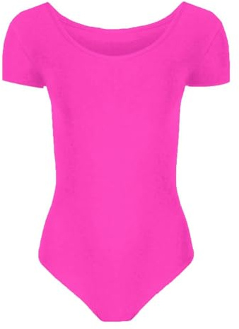 Hamishkane® Gymnastikanzug für Mädchen, Kinder, kurzärmelig, Tanzbody | Weicher, nicht durchsichtiger Mikrofaserstoff, einfache Stretch-Passform, Rundhalsausschnitt, kurze Ärmel, ideal für Tanz