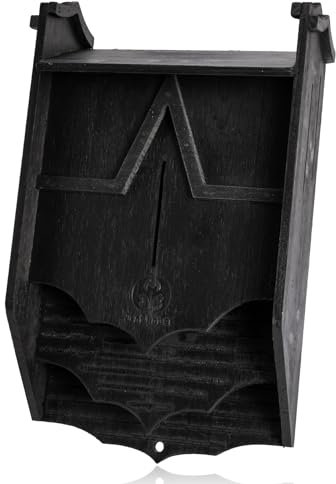 Fledermaushäuser aus Holz für den Außenbereich, große Dreikammer-Box, perfekt entworfen, um Fledermäuse anzulocken, langlebig und einfach aufzuhängen (Schloss Ⅱ, Schwarz)