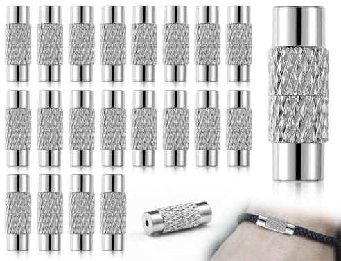 Lhbwhiz 20 Stück Schnur Endkappen zur Schmuckherstellung, Schnur Endkappen Kettenverschluss, für Armbänder Schmuckherstellung(Silber, 4MM)