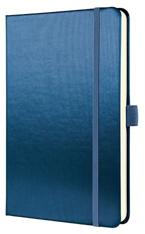 Sigel CO402 Notizbuch A5 kariert blau metallic, Hardcover, 194 nummerierte Seiten, nachhaltiges Papier, mit Inhaltsverzeichnis, Stiftschlaufe, Falttasche, Gummibandverschluss, Conceptum