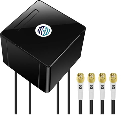 Maswell 5G Antenna Outdoor 4X4 MIMO, Up to 6dBi, Omni Cellular 600-8000MHz External Aerial for Campervan Home Router Modem, Cross Polarized 4G LTE 5G, WiFi 6E/7 Ready, 4X SMA Male