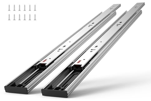 VEVOR Glissières de Tiroir 10 Paires Coulisses Tiroir à Billes 558,8 mm Silencieuses à Fermeture Douce 45,4 kg Montage Latéral Rail de Guidage en Acier Extension Complète pour Étagère Armoire Cuisine