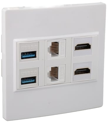 6-Port-Multimedia-Anschlussdose, 4K-HDMI, USB 3.0 RJ45-Koax-Ethernet-Medien-Wandanschlussplatte, 5-Gbit/s-RJ45-Cat6-Koppler, Kombi-Wandplattenpanel