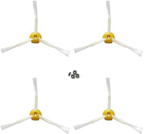 MIRTUX Cepillos Laterales para Roomba Serie 500 600 700 800 900 – Pack 4 con Tornillos de Repuesto – Kit de Accesorios Compatibles Robot Aspirador iRobot