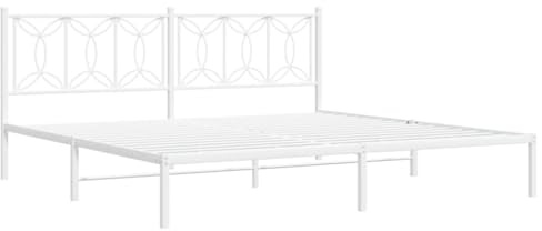 vidaXL Sängram med huvudgavel metall vit 200x200 cm, säng, metallsäng, metall sängram, sängar, metallsängar, metall sängramar, gästsäng, gästsängar