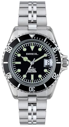 Breil, Manta Heritage Collection, Herrenuhr mit Stahlarmband, Wasserdicht, Quarzwerk, 38 mm Gehäuse, Taucherschließe mit Druckknöpfen und Sicherheitsverschluss
