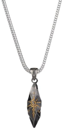 KONFEN Collar Colgante Piedra los Deseos para Hombre, Colgante Piedra los Deseos Cadena, Clásico Vintage, Regalo para Cumpleaños/Navidad/Día de Acción Gracias, Plata/Gris, Acero Titanio + Aleación