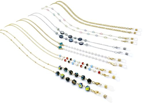 Wovvishes 6 Styles of Eyeglasses Chains, Beaded Sunglasses Strap Holder, Elegant Eyewear Retainer Chain for Women (Fashion A, 6)