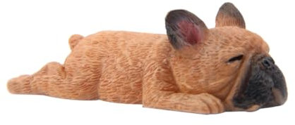 TOYANDONA Realistische Französische Bulldoggen Tierfigur Kunststoff Groveling Pose Spielzeug Dekoration Für Auto Schreibtisch Junge Mädchen Geschenk Ohne Magnet Dunkelkaffee