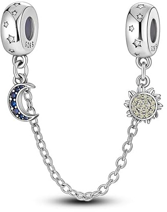 LIGHTDOG 925 Sterling Silber Sicherheitskette Charm für Europäische & Pandora Armbänder,Niedliches Geschenk Schmuck Mädchen Mode Liebe Schloss Charms