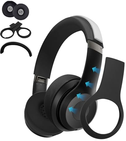 【3 in 1】 Solo 4 Silicone Earpad Cover Set, Anti-Scratch Ear Pad Cover/Shell Cover/Headband Cover for Beats Solo 4 Headphone, Solo4 Ear Cushions with Soft Silicone Protector Accessories(Black)