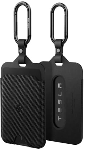 Spigen Air Fit Schlüssel Karten Halter für Tesla Model Y (~2026 Juniper) Model 3 (~Highland 2026) Model S/X, 2 Stück Schlüsselanhänger, Schlüsselkartenhalter für alle Tesla Modelle - Carbon