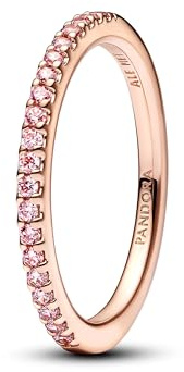 PANDORA Damenring mit rosa glitzerndem Band 182999C01