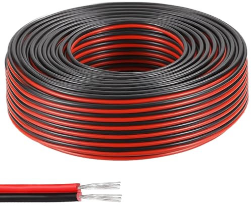 UQTUKO 22AWG Elektrischer Draht, 30 Meter 2-Adriges Kabel 0,3mm² 2 Poliges Silikon Kabel Zwillingslitzen Verzinnter Kupferdraht Flexibler für LED Streifen Elektrisch Verlängerungskabel