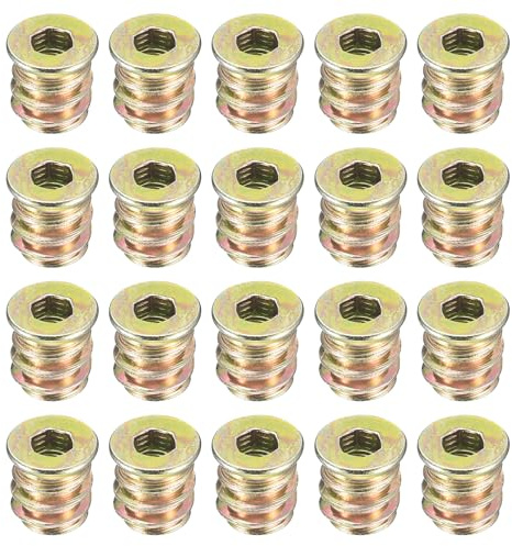 sourcing map 60Pcs Threaded Inserts, M4-0.7x10 Zinc Plated Carbon Steel Hex Socket Drive Screw-in Nut Threaded Inserts for Wood Working Tools and Accessories