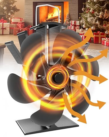 DMTIVMG Ventilatore per Stufa a Legna 6 Pale Ventilatore Camino Stufa Ventilatore per Caminetto Senza Elettricità Silenzioso Consente di Risparmiare Carburante per Stufe a Pellet