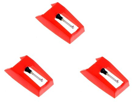 OFFSCH 3stücke Rot Plattenspieler Nadel Grammophon Schallplattennadel Stylus Ersatz Nadeln Für Grammophon Plattenspielernadel Rot Konische Nadel Basswiedergabe