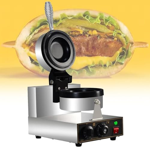 Macchina per waffle commerciale per hamburger, pressa per hamburger elettrica antiaderente 1200 W, temperatura regolabile, adatta per snack bar da forno a casa