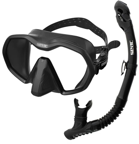 SEAC Set Bis Icona Dry, Hochwertiges rahmenloses Maske- und Schnorchelset für das Gerätetauchen