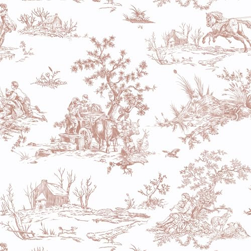 CiCiwind Selbstklebende Tapete 44CM×10M Vintage Blumen Tapeten Vinyl Klebefolie Wasserdicht Möbelfolie Selbstklebend Rosa Weiß Wandtapete für Wohnzimmer Schlafzimmer Küche Wand Möbel