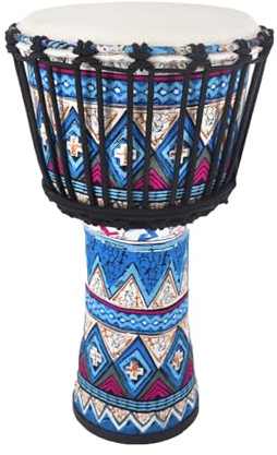 Ziegenfell-Trommelfell Djembe Trommel für Kindergärten, Musik-Institutionen, Buschtrommel Tragbar für Kinder, Erwachsene(8 inch B)