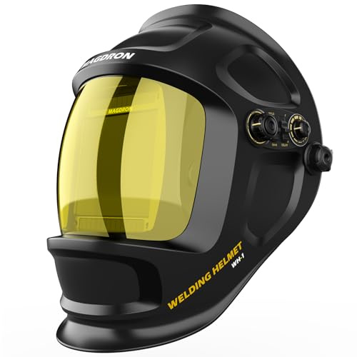 Auto Darkening Welding Helmet Large View 3.94 x 3.66, True Color Welding Hood Optical Clarity, 4 Arc Sensor Solar/Battery Powered, Wide Shade 3.5/5-9/9-13 Welder Mask for TIG MIG ARC Cut Grind