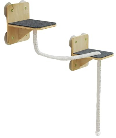 An Der Wand Montierte Katzenmöbel – Kletterregal-Set | Platzsparend | Stabile Holzelemente Für Aktive Katzen, Kletterwand Zum Spielen, Entspannen Und Beobachten