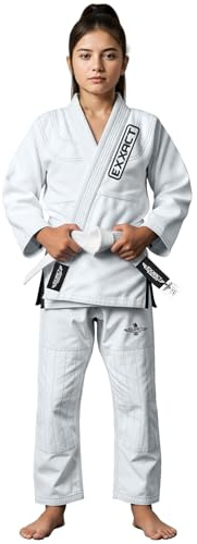 Exxact Sports Kids BJJ Gi, Lightweight IBJJF Legal Jiu Jitsu Gi with Preshrunk Fabric & Free Belt for Training & Competition (White, C0)