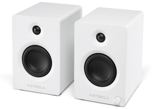 Victrola Tempo – Enceintes Bluetooth pour bibliothèque – Son de remplissage de pièce, entrée Bluetooth, streaming multi-haut-parleurs à l'aide d'Auracast, entrée d'ordinateur USB-C, entrées de platine