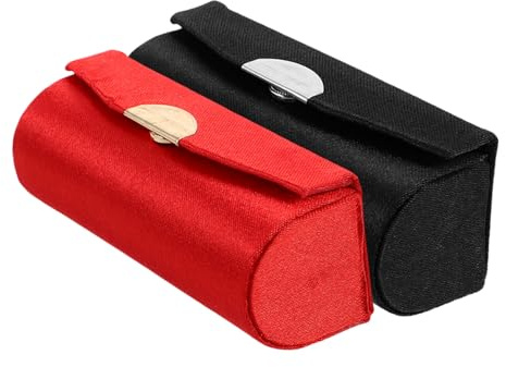 VALICLUD Astuccio Portarossetto Con Specchio Vintage in Seta 2 Pezzi, Organizer Portatile Per Cosmetici Da Viaggio, Custodia Compatta Porta Rossetto e Porta Monete Per Borsa