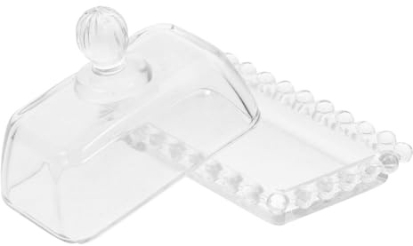 BAZEITFLOW Beurrier Verre Transparent avec Couvercle Hermétique Plateau à Beurre Antidérapant et Récipient Multi-usage pour Fromage et Gâteaux Assiette de Service pour Cuisine et