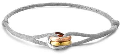 Kim Johanson® Damen Segeltau Armband *Tricolor* in vielen Farben | Kordelarmband mit Edelstahl Ring in Silber, Gold & Roségold | Wasserfest | Verstellbar | Boho Schmuck für Frauen | Schmuckbeutel