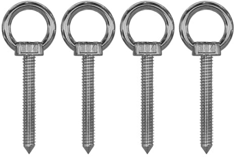 4 Pcs Tornillos de Ojo de Acero Inoxidable M10 x 80 mm, Tornillo de Anillo M10 Resistente, Tornillos de Ojal, Perno de Ojo para Fijación, Argollas con Rosca para Suspensión, para Hamacas y Toldos
